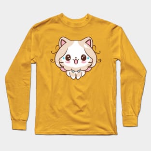 cute kawaii chibi cat lady Long Sleeve T-Shirt